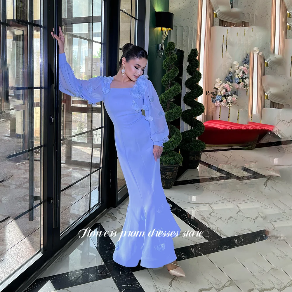 

Flowers Crepe Party Dress Long Sleeve Evening Dress Mermaid Prom Dress Elegant Gala Dress for Women Customized