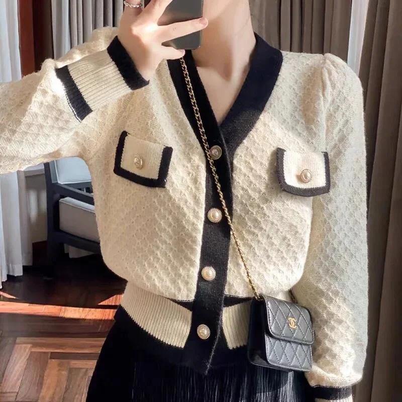 Work Jumpers Autumn Winter Cardigan Long Sleeve Pearls Sweater Women Spring Y2k Spring 2023 Button Sweaters Y2k Pullovers