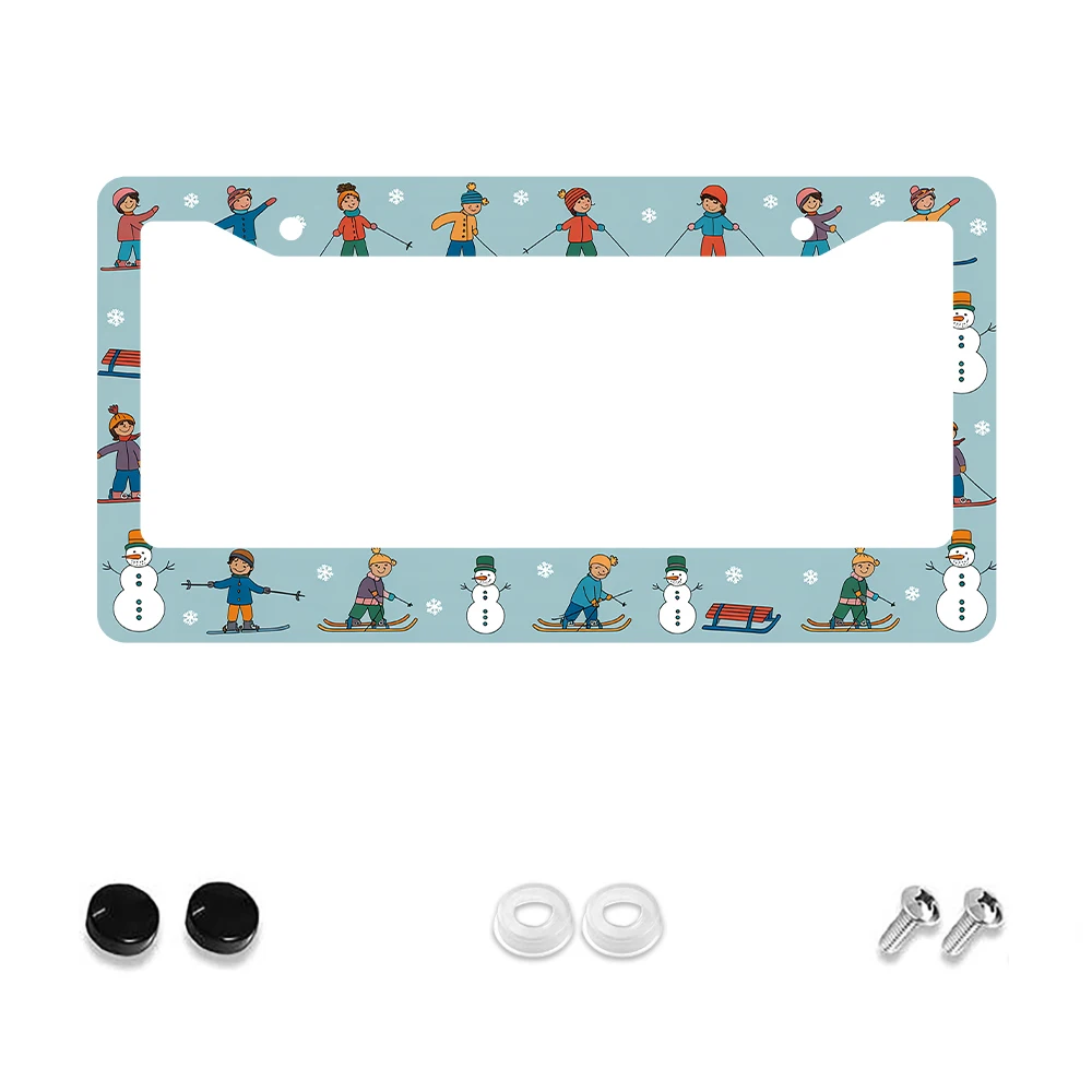 

1 шт., синяя красочная рама номерного знака с 2 отверстиями для катания на лыжах и детей, алюминиевый материал, 6x12 дюймов, с комплектом винтов, дизайн