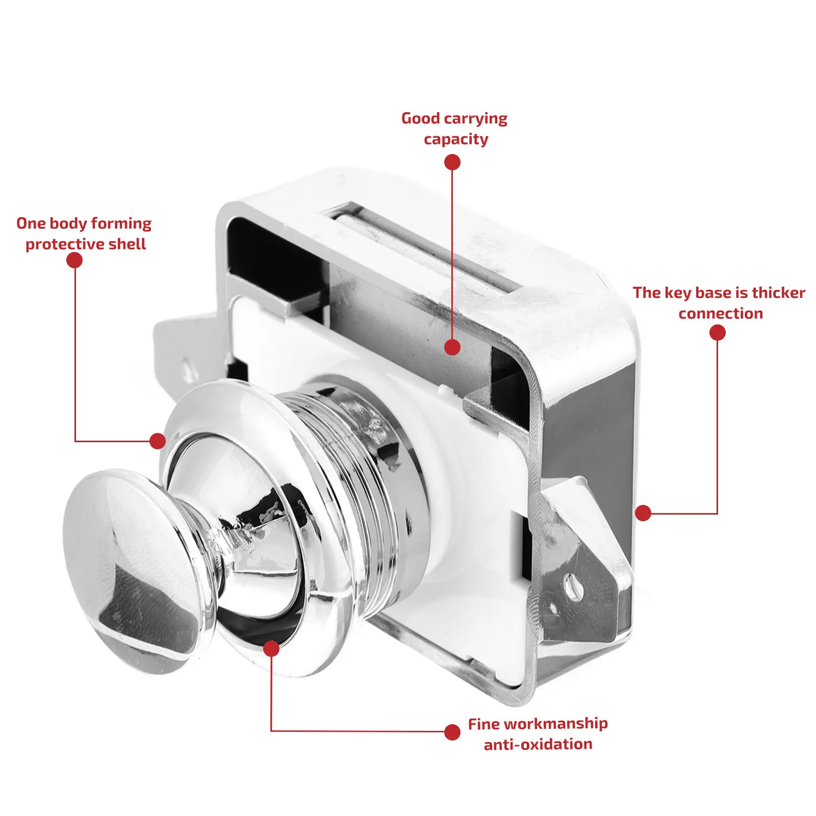 

5Pcs Push Door Lock Correct Tongue Position Ensures Secure Fit for Van Rv Cabinet Cupboard Door Closure Push Button Locks