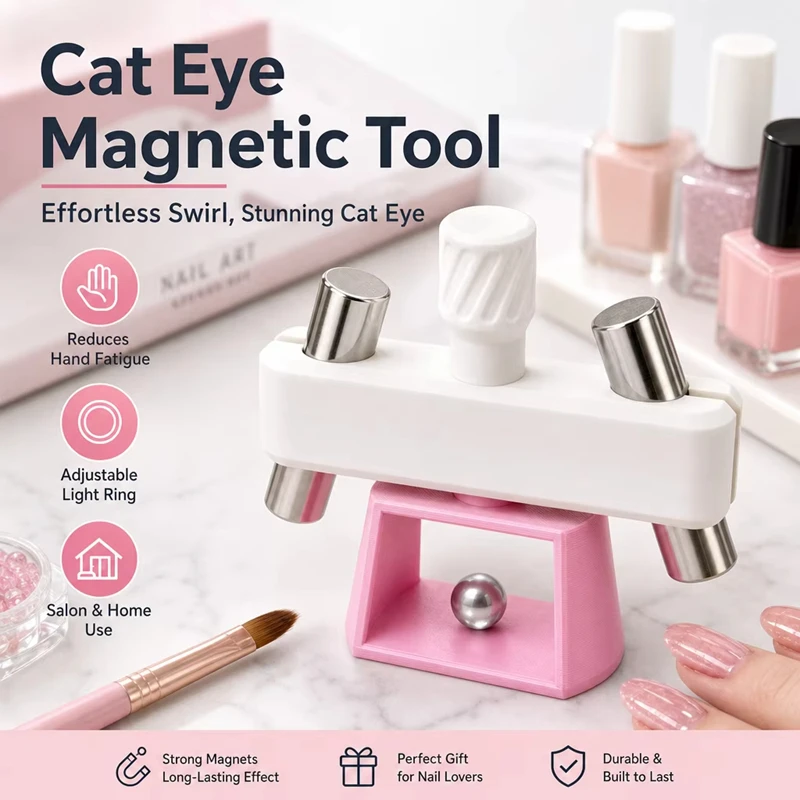 Outil automatique pour nail art avec perles de verre effet œil de chat pour débutants, aucune compétence requise, comprend 8 aimants de 30 mm.