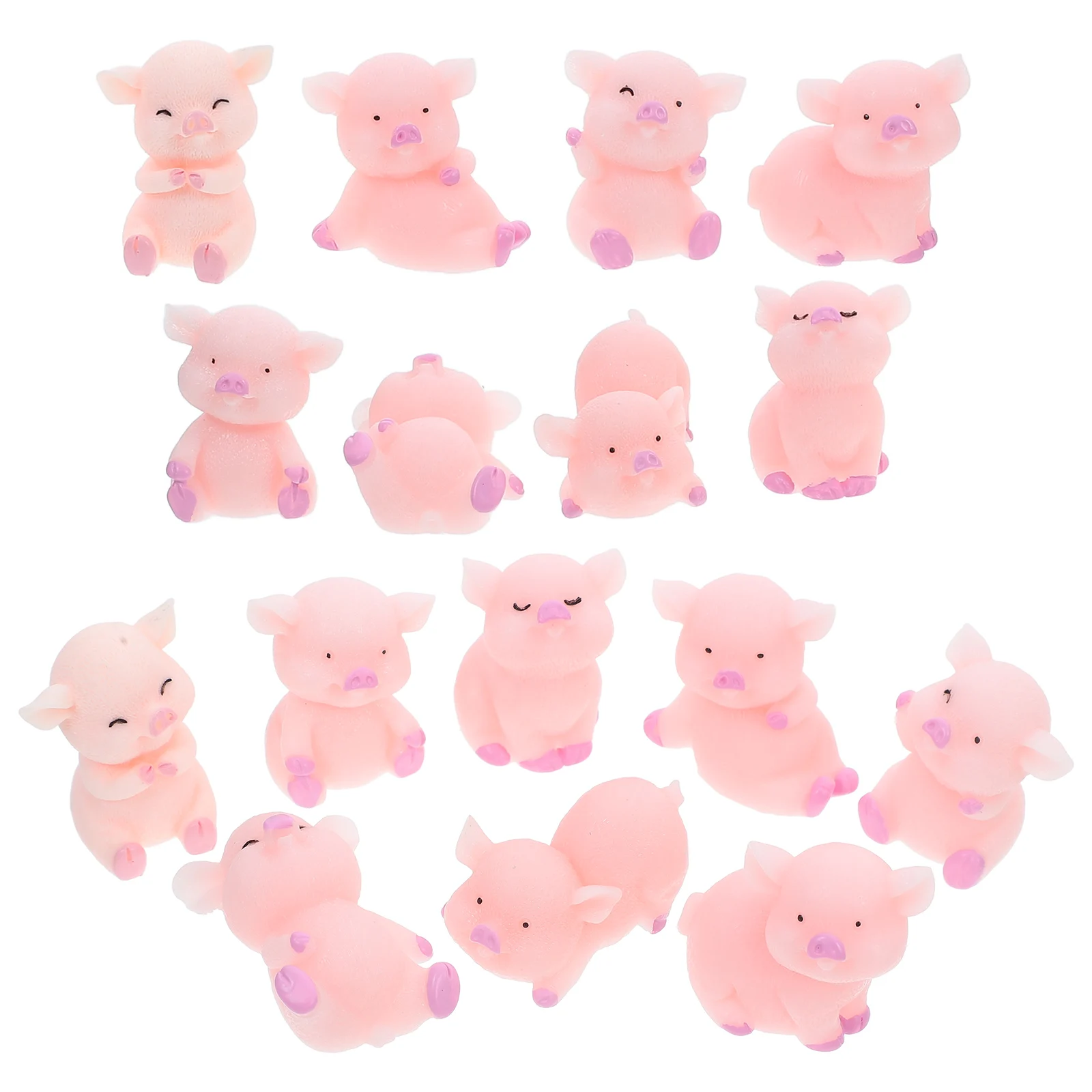 

24 Pcs Cake Car Decorations Miniature Figurines Resin Pig Ornaments Smooth DIY Succulent Cartoon Animal Toys Set