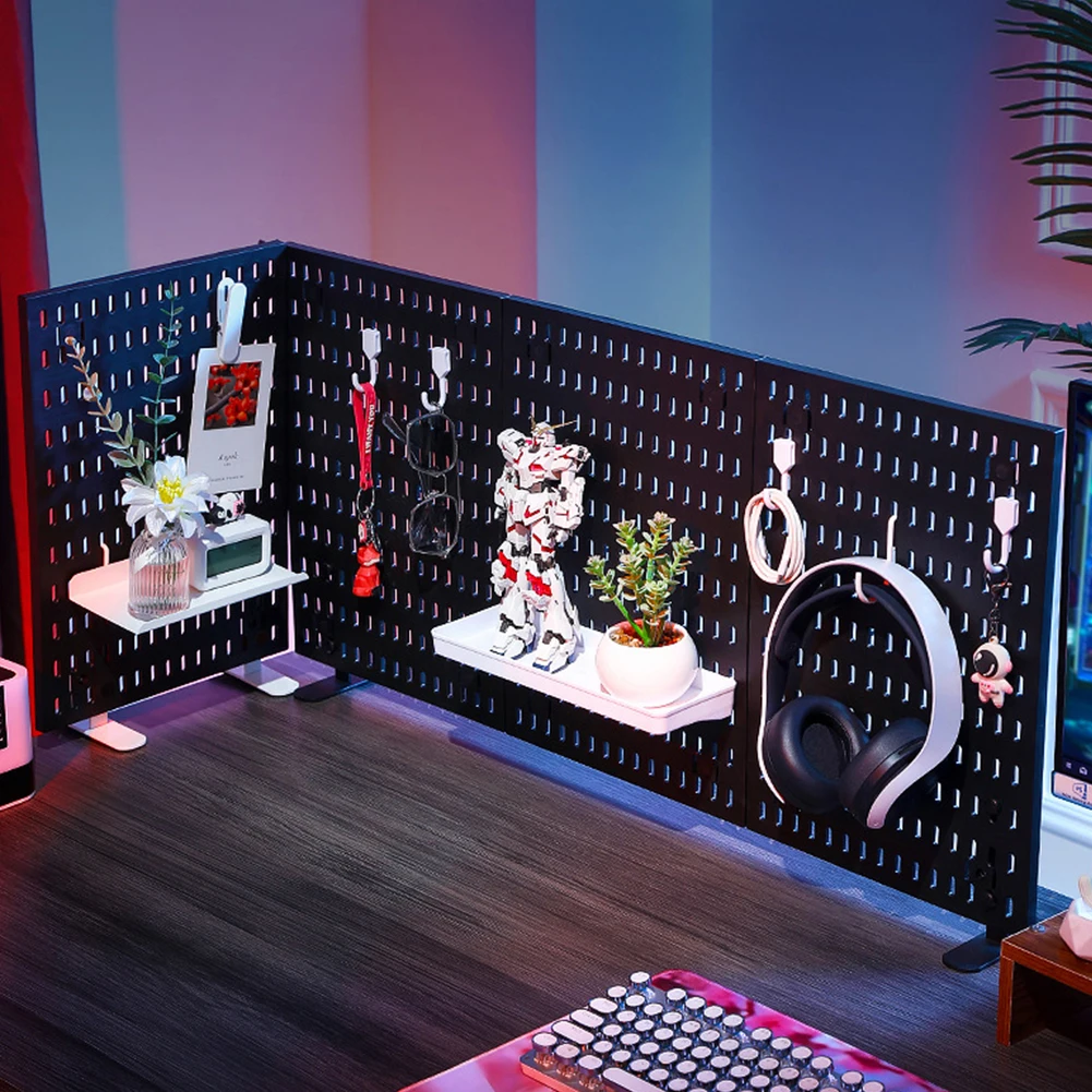 Pegboard Wall Panel Wall-Mounted Peg Board Hole Board for Study Room Living Room Gaming Room