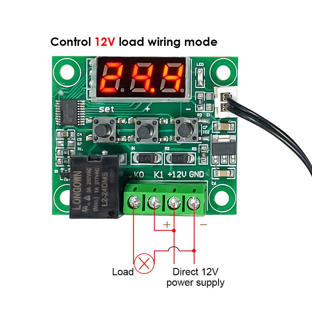 Termostato de temperatura fría W1209 DC 5V 12V 24V, controlador de interruptor de Control de temperatura, termómetro, Sensor NTC