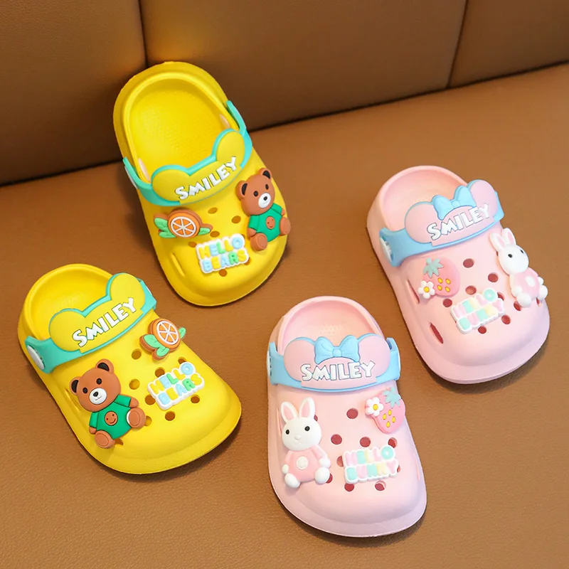 Summer Children Garden Sandals Shoes Boys Girls Beach Sandal Kids Lightweight Breathable Cute Cartoon Slip On Mules Baby Slipper