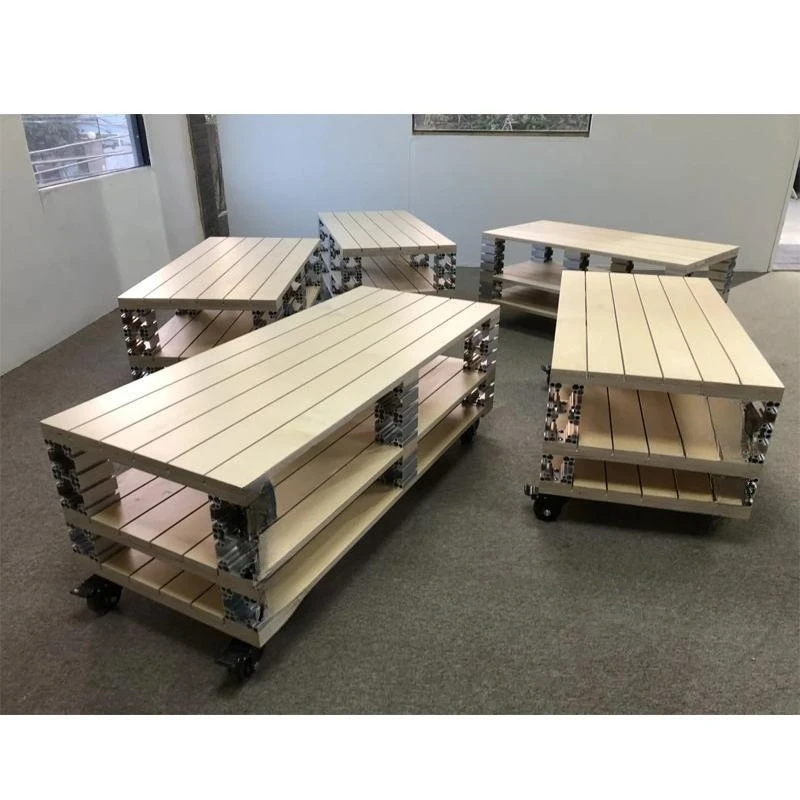 

Clothing store display stand birch ocean board table aluminum Nakajima coffee shop table movable solid wood water table
