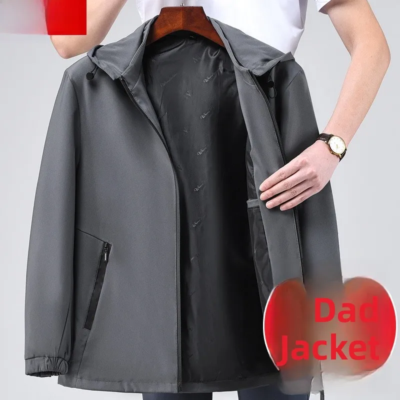 

Spring Autumn Dad Sle Casual Jaet Men's Midlife Faionable Polyester Fiber Windproof Regular Fit Outerwear Coat