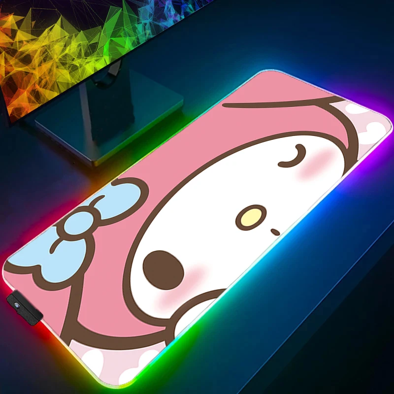 Alas Mouse LED Pochacco Gaming Notebook Lock Edge Backlight Aksesori RGB Mousepad Gamer PC Completo Alas Meja Keyboard Komputer