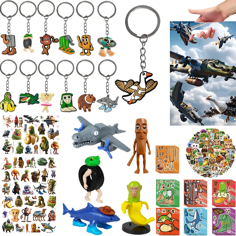Italian Brainrot Birthday Gifts Tung Tung Tung Sahur Tralalero Tralala Keychains Tattoo Stickers Kids Birthday Gifts Baby Shower