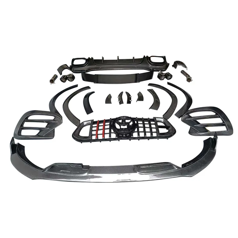 Suitable for Mercedes-Benz GLE SUV Fiber Front Lip B Model Vacuum Wet Carbon Full Body Exterior Modification