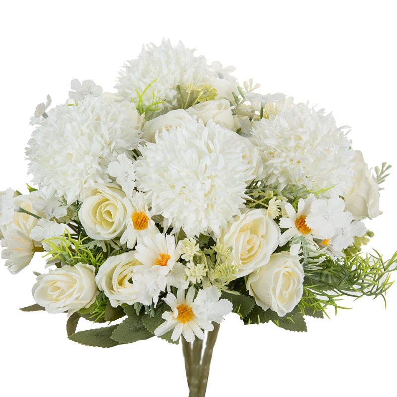 Rose Chrysantheme Seidenstrauß Künstliche Blumen Hochzeit Zuhause Weihnachtskranz Gartenbogen Diy Geschenk Heiße Verkäufe Brautstrauß