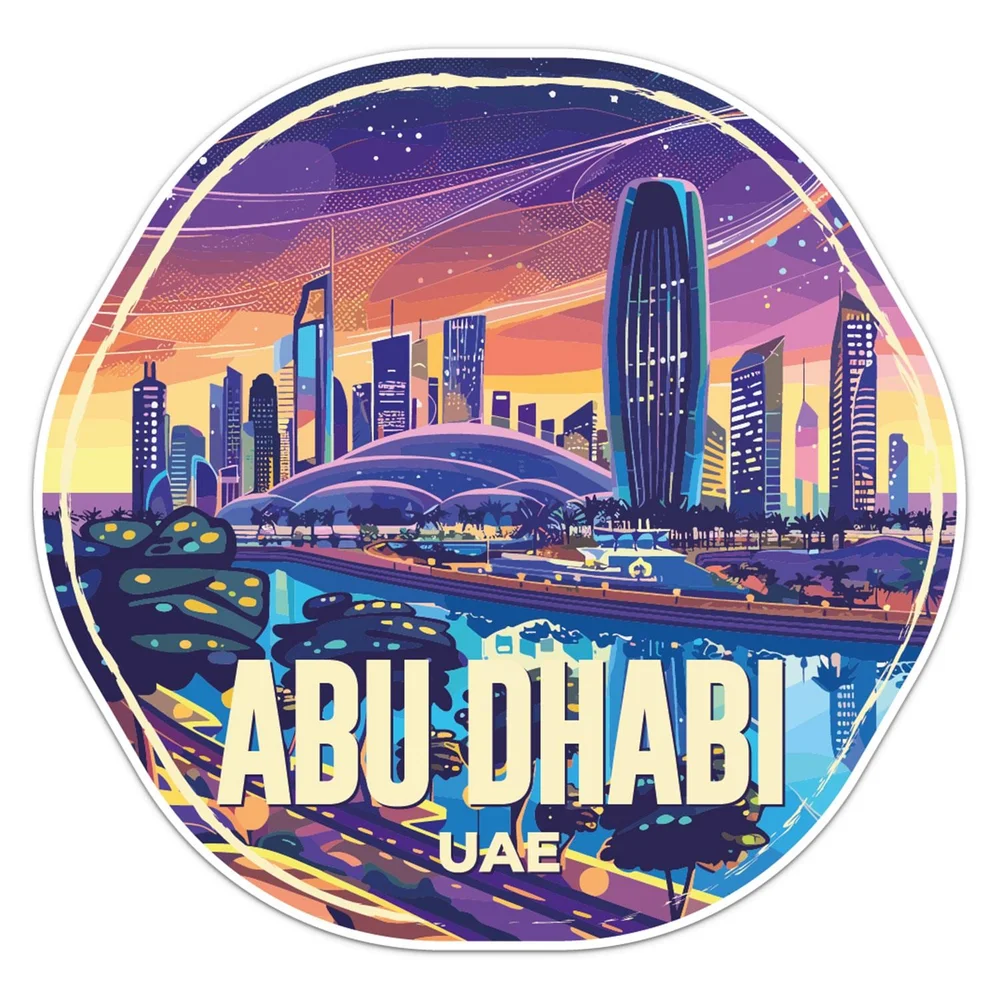 UAE Abu Dhabi City Vinyl Car Sticker Self Adhesive Decal for Car Window and Travel Bag Travel Souvenir Design