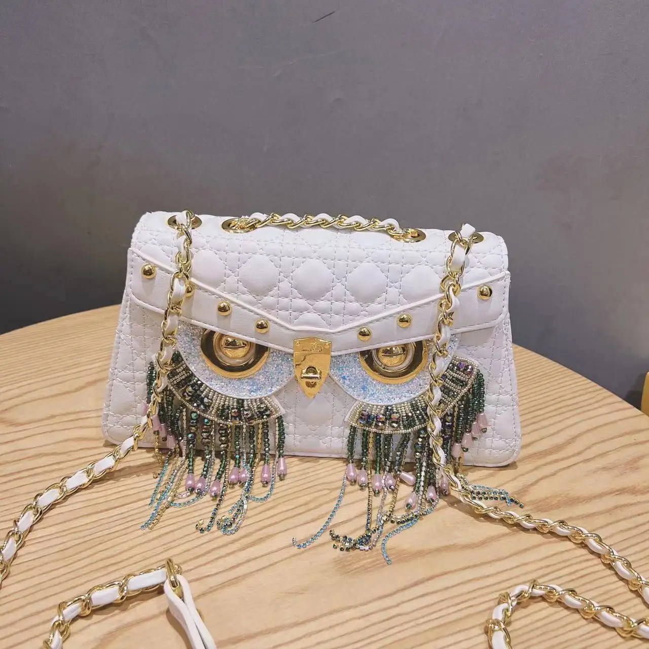 Net red rhinestone chain bag tide 2022 new fashion high-end Messenger bag small bag female trend owl female bag