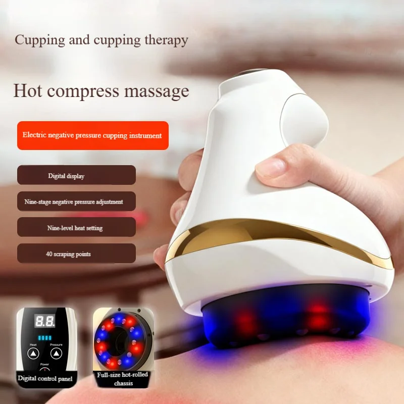 

Electric Guasha Scraping Massage Cupping Body Massager Vacuum Cans Suction Cup Heating Fat Burner Anti-cellulite Massager