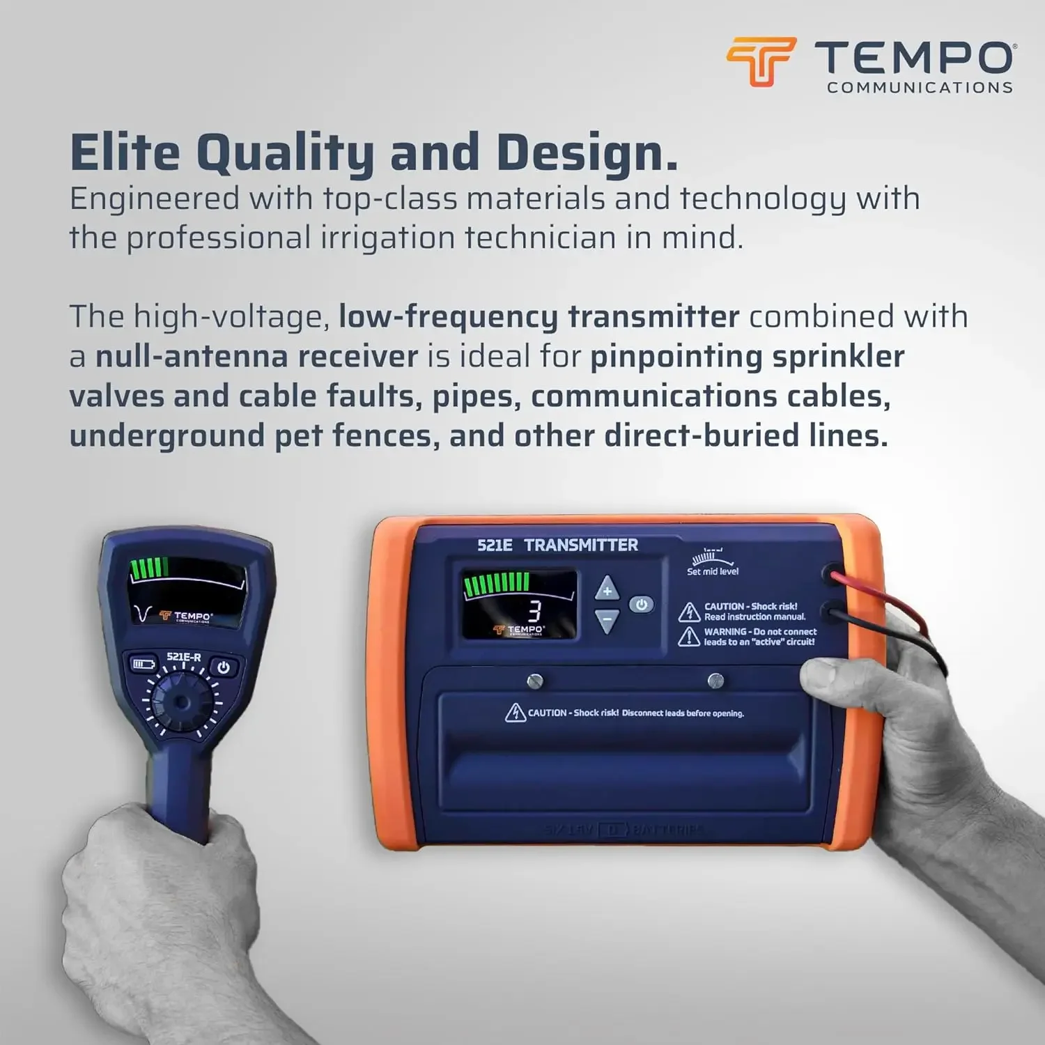 TEMPO Comunications-Herramienta de localización de válvula de rociador y alambre 521E, localizador de cable subterráneo, localizador de cable enterrado, modelo 2024