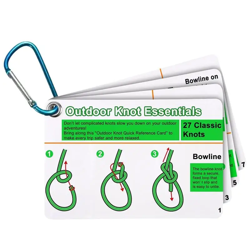 ⭐️7PCS/1set Fishing Knot Guide Card, Containing 12 Of The Most Practical Fishing Knots, With Storage Buckle, Durable PVC Card