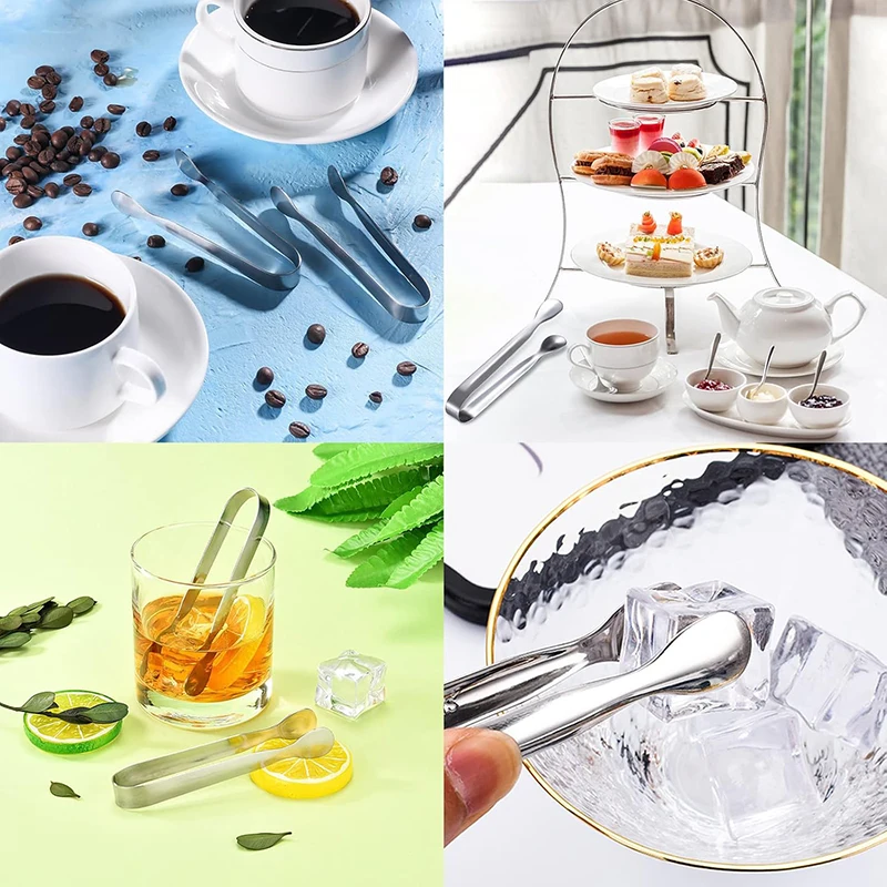 2/6Pcs Stainless Steel Ice Tongs Sweet Tongs Set 11cm Ice Tongs Small Serving Tongs for Sugar Desserts Party Coffee Ice Wine view 4