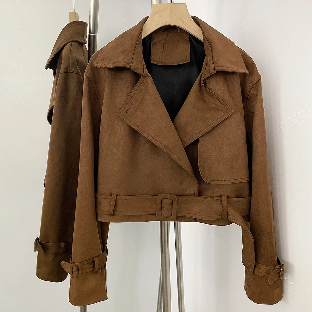 

PU Jackets for Women Fashion Leather Jacket Loose Motorcycle Faux Leather Coat Short Casual Women's American Retro Autumn Spring