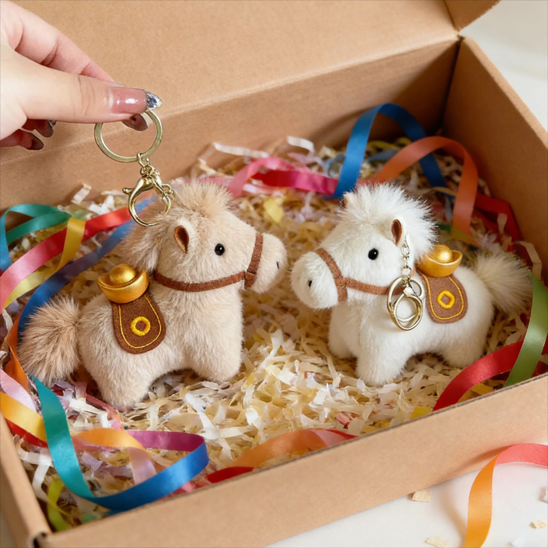 Colgante de Pony de dinero instantáneo, regalo, lindo muñeco de Pony del zodiaco, muñeco de peluche Yuan BMW, bolso, llavero de coche, decoración colgante