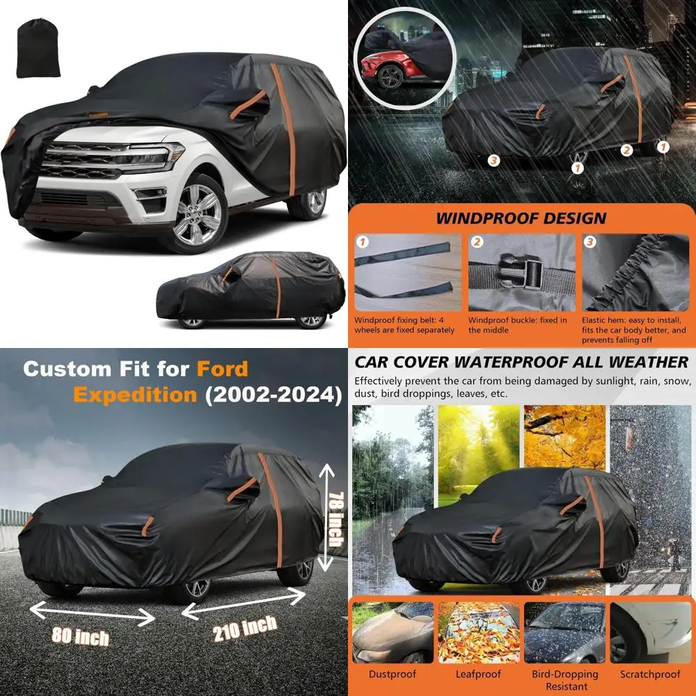 

All-Weather Custom Fit SUV Car Cover for 2002-2025 Ford Expedition, Waterproof Outdoor Full Car Cover with Zipper Door Access