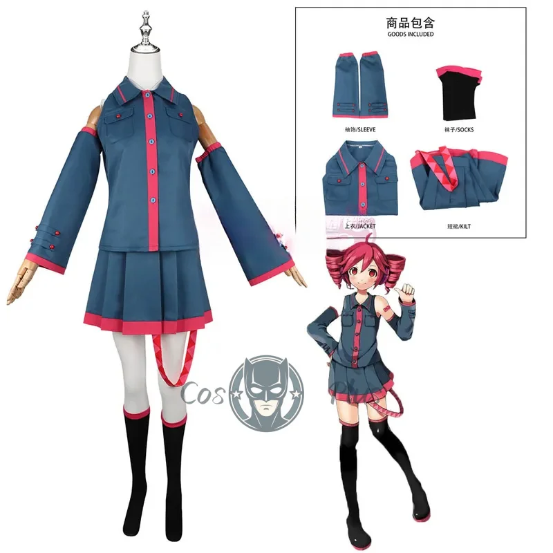 

Anime Mikuu kasane Teto Cosplay Costume Women Men Grey Pink Dress Cosplay Halloween Costume Cosplay Made Accessorie props