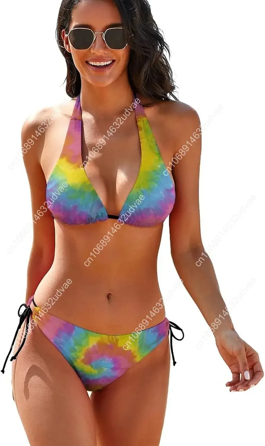 المرأة مثير الرسن سلسلة ملابس السباحة المايوه التعادل صبغ مثلث بيكيني مجموعات
