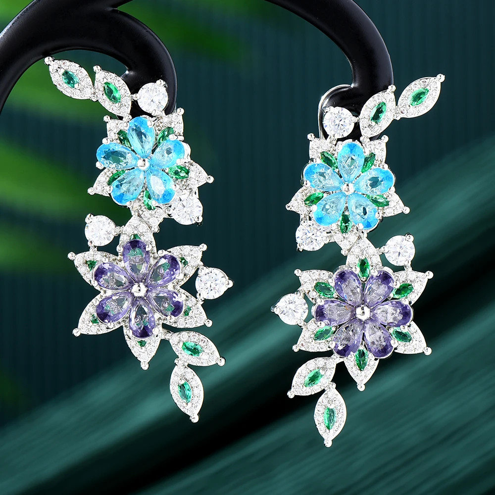 GODKI Trendy Spring Flowers Earrings For Women Wedding Sunflower Party CZ Cubic Zirconia Earring High Jewelry Addiction