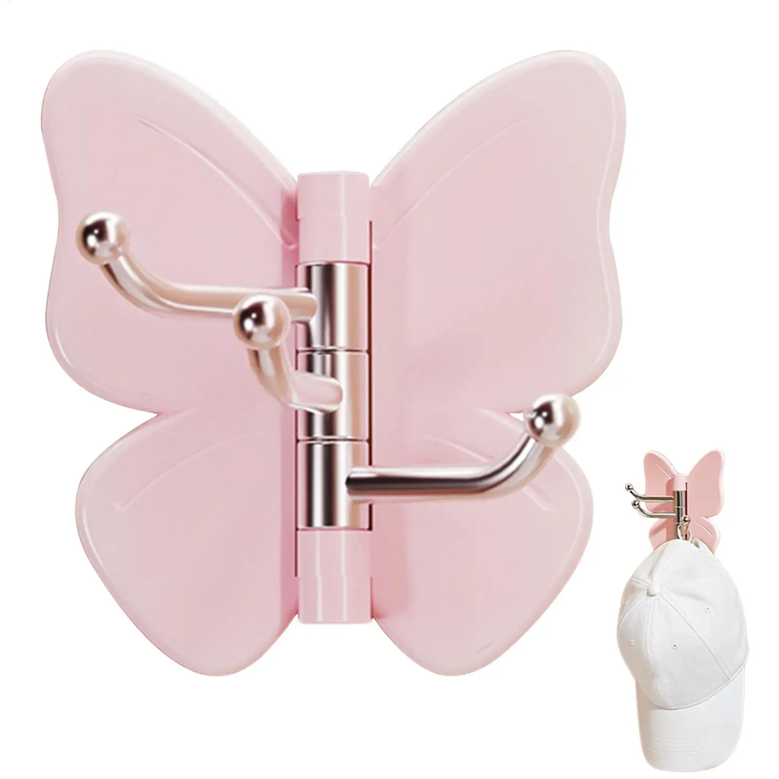 1Pcs Rotatable Butterfly 3Hooks No Punch Wall Hook Self Adhesive Door Hanger Bathroom Kitchen Home Entryway Storage Hanging Rack
