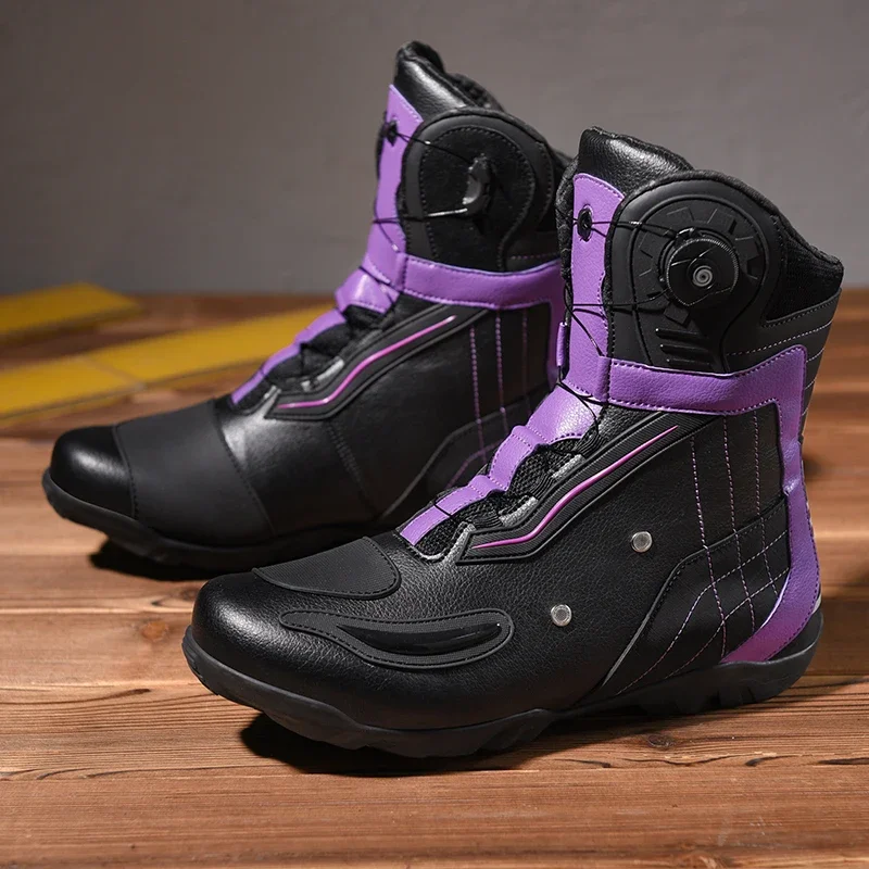 Motorcycle Boots Dirt Riding Boots Breathable Anti-slip Protective Equipment for Outdoor Riding Waterproof Microfiber Leather