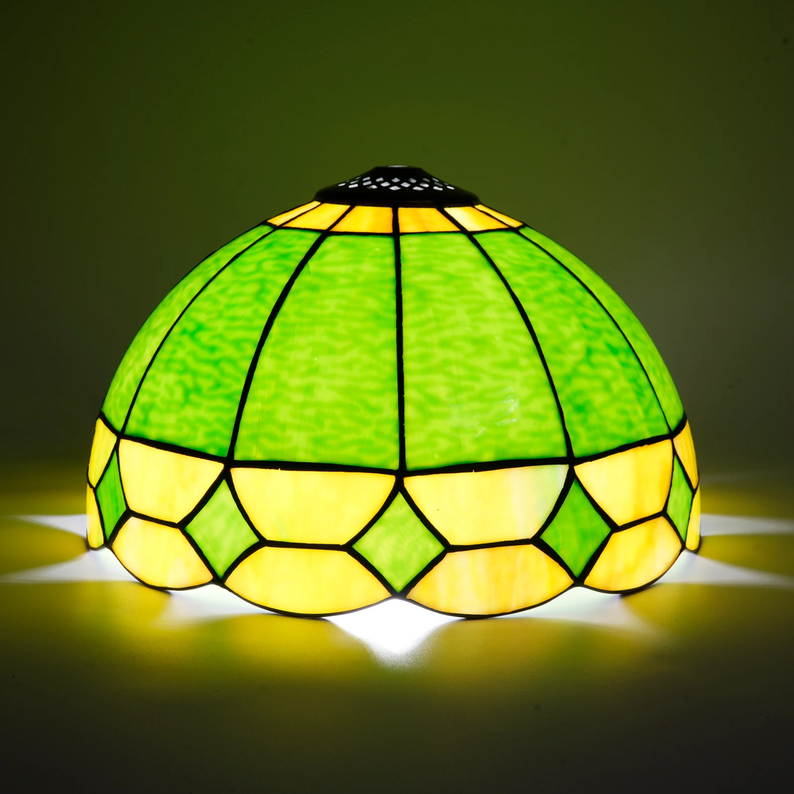 12 Inch Wide Accessories Replacement Only Stained Glass Mediterranean Style Lampshade Green Yellow Design for Table Lamp