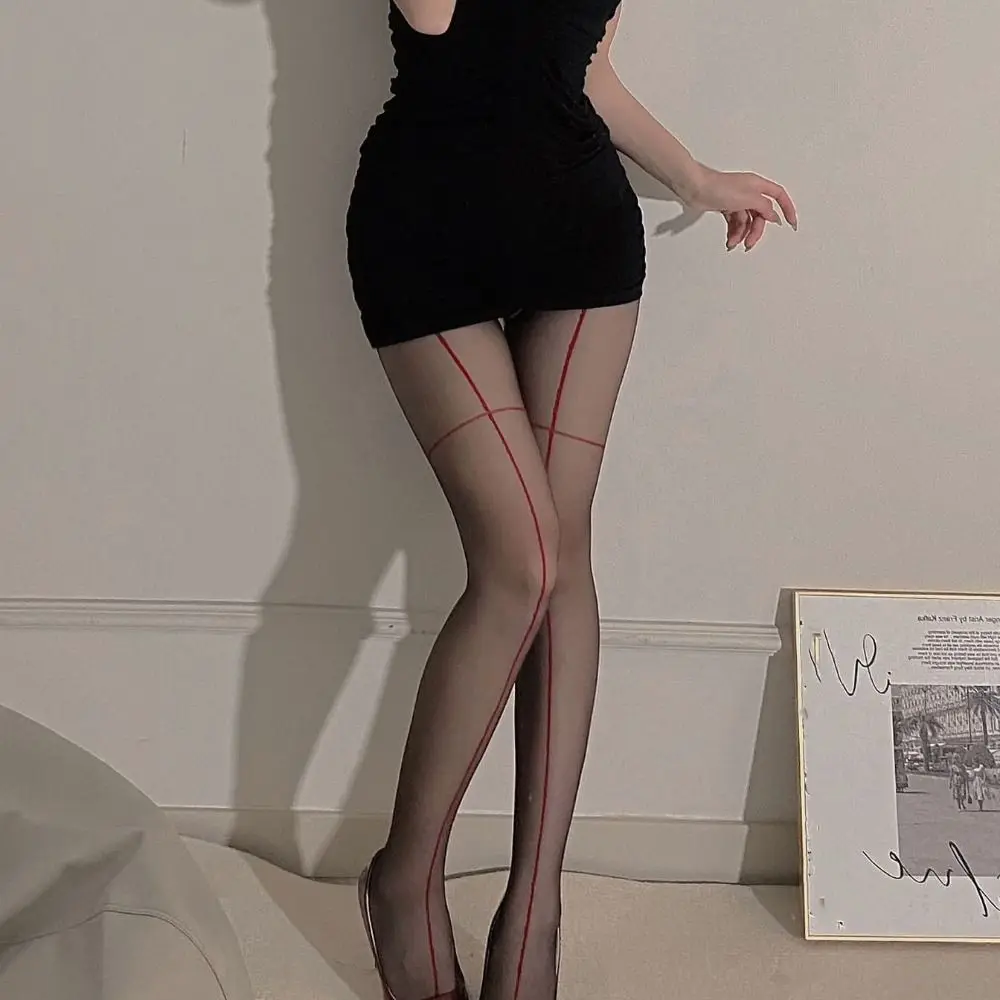 Elastic Transparent Pantyhose Fashion Ultra-thin Korean Style Women Tights Leggings Stripe Stockings Girl