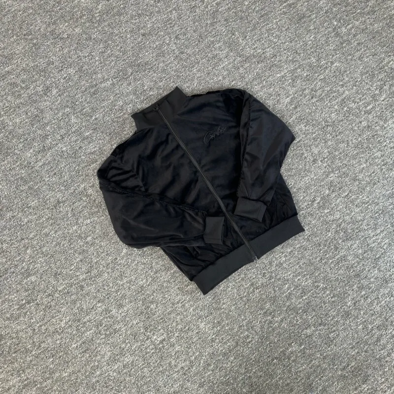 

Повседневное джатовое бархатное пальто в стиле ретро в американском стиле High Street с вышивкой на молнии и воротником-стойкой, весенне-осеннее теплое пальто Long Sve