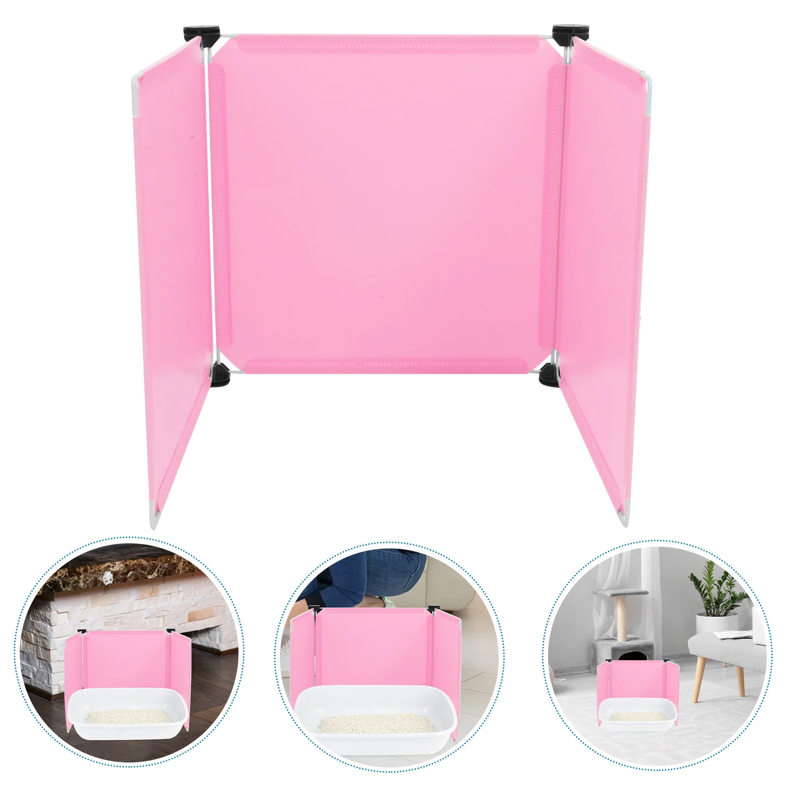 

3pcs Cat Litter Box Enclosure Black Embossed Splash Guard For Large Tall Litter Boxes Privacy Shield Cat Pee Containment