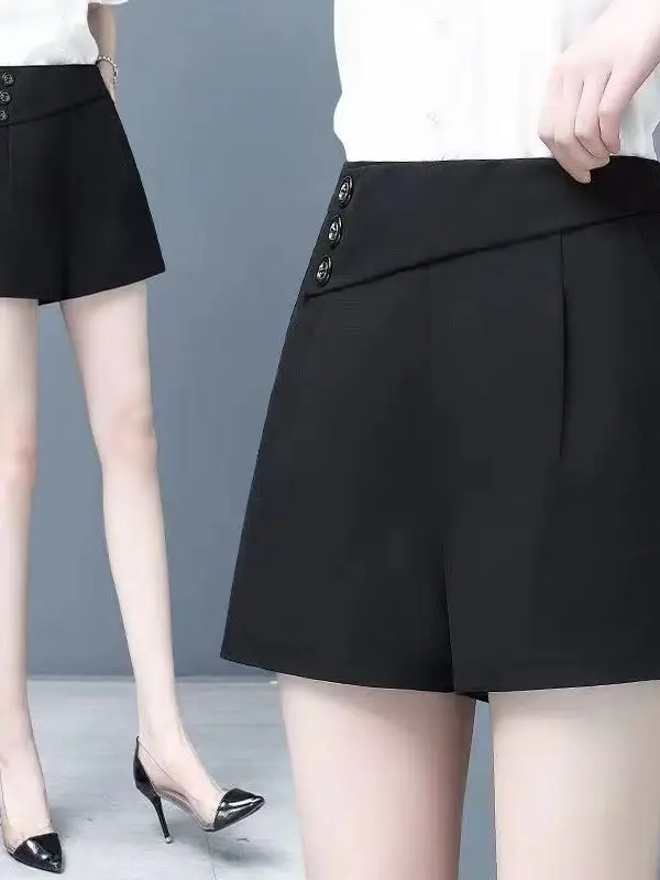 

Женские брюки-кюлоты с высокой талией, повседневные, универсальные, в корейском стиле, из полиэстера, с эффектом похудения