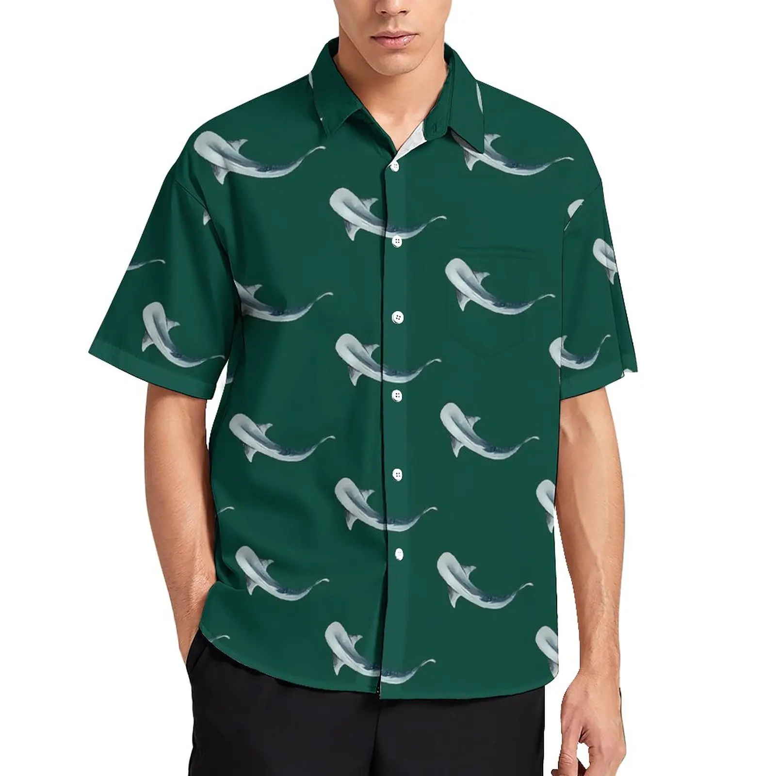 

Whale Shark Beach Shirt Ocean Animals Print Hawaiian Casual Shirts Mens Y2K Blouses Short Sleeves Graphic Clothes Plus Size