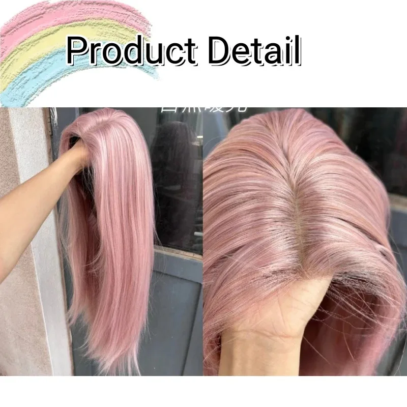 Peluca rosa Peluca rosa larga y recta de Lolita para mujer Pelucas sintéticas con diadema Pelucas de fiesta en promoción Peluca Lolita