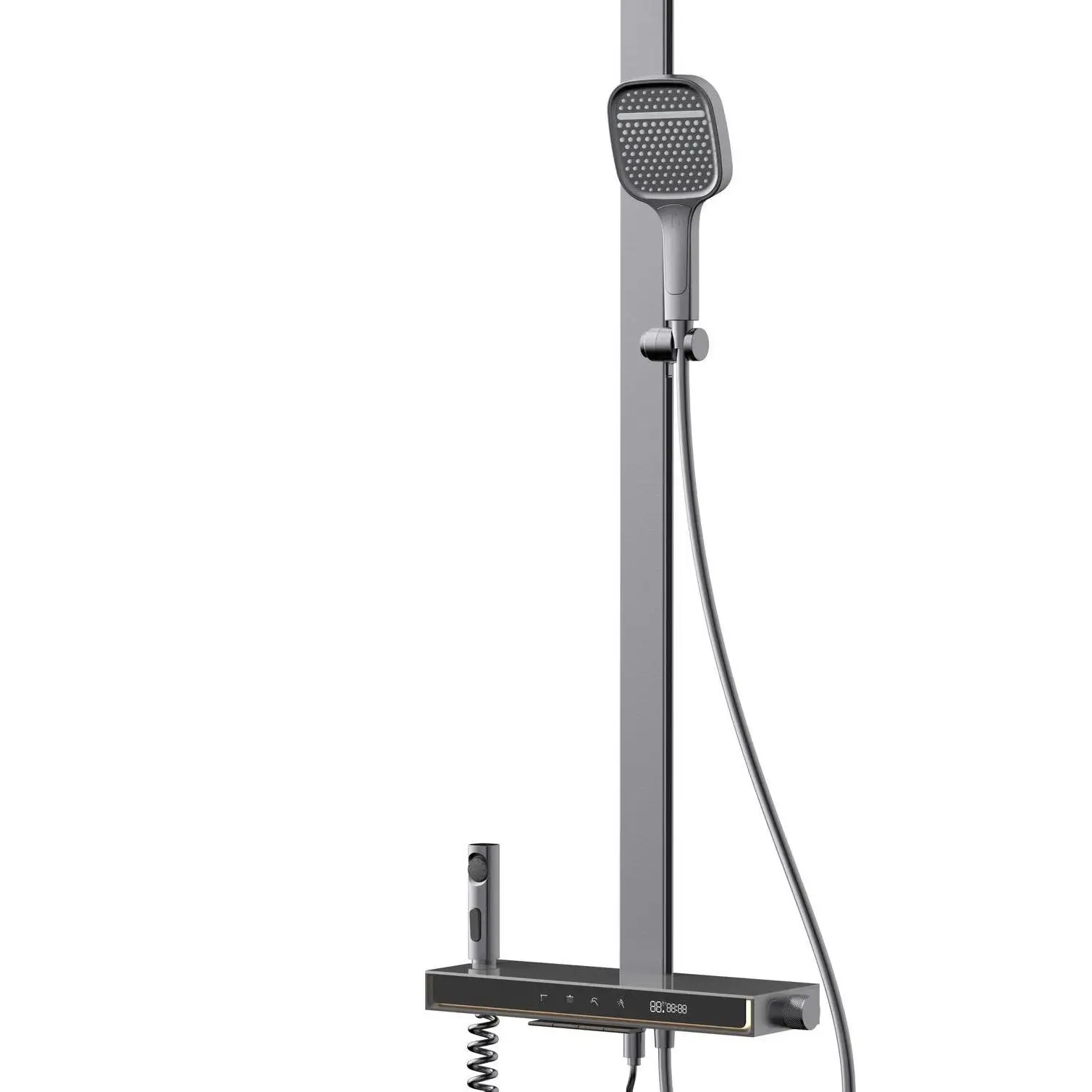 

Constant temperature shower shower set, digital display storage button, bathroom pressurized bath, square tube copper