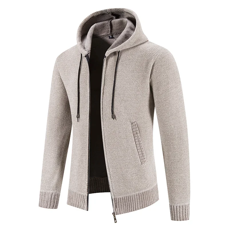 

Man Autumn and Winter Fleece Knitted Sweater Jacket Zipper Cardigan Sweater