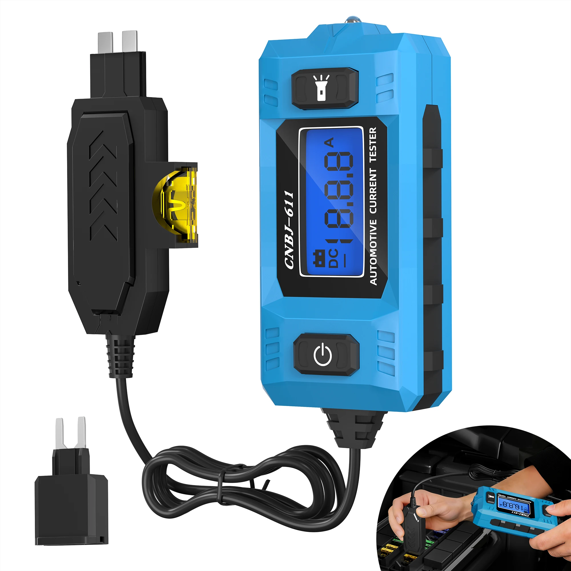 

Диагностический прибор для проверки предохранителей, тестер автомобильных цепей 12В, диапазон измерения тока 0.01~19.99А, детектор для ремонта, гальванометр, автомобильные аксессуары