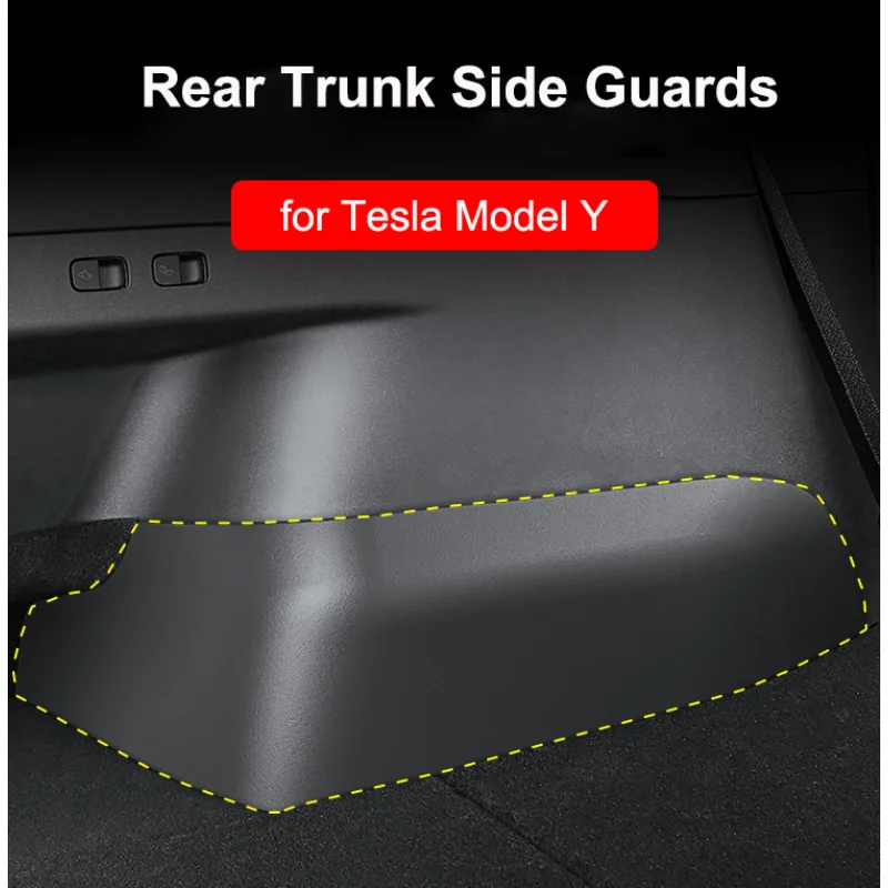 Trunk Side Guard For Tesla Model Y Corner Protective Shell TPE ABS Cover Fluff Surface 5-Seats Rear Trunk Inner Protector Modely