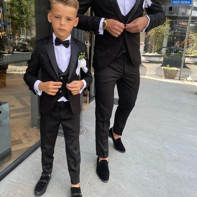 Traje Formal para nino traje negro para fiesta traje de boda chaqueta chaleco pantalones 3 piezas venta al por mayor primavera y otono 2023