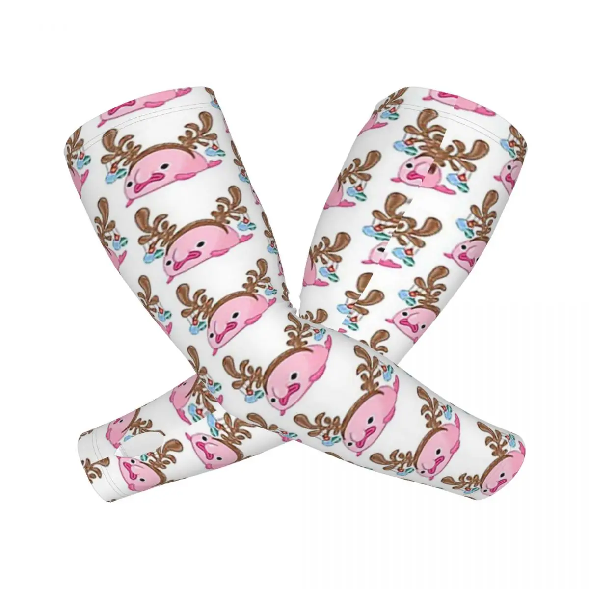 Reindeer Blobfish Outdoor Arm Sleeves Sun UV Protection Cover Summer Ice Silk Cycling Tattoo Sleeves