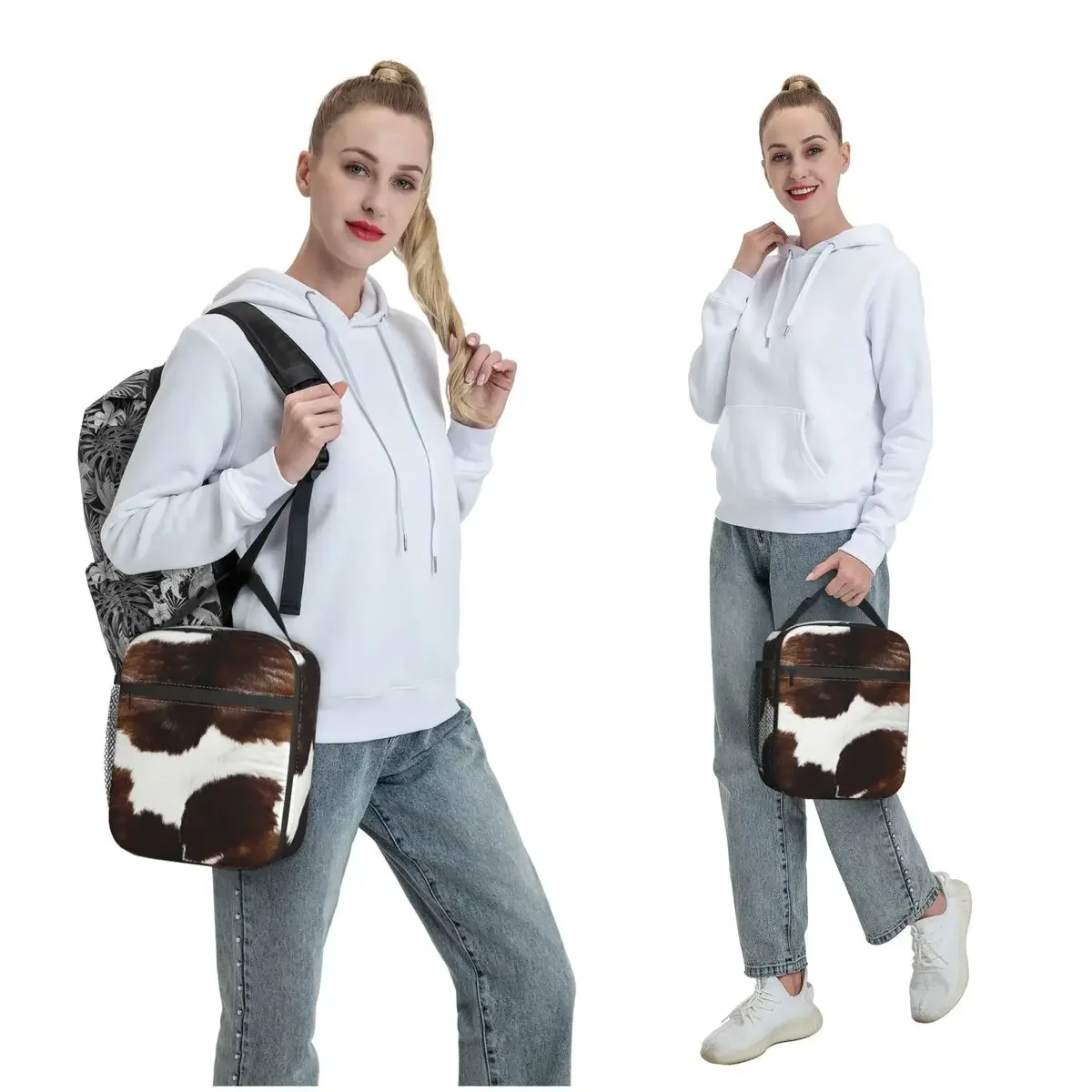 Rustic Ranch Cow Print Insulated Lunch Bag for Women Children Portable Food Boxes Thermal Lunch Box Tote