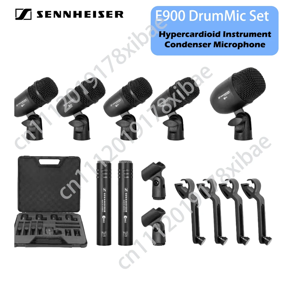 Micrófono Original Sennheiser E900 para Batería, Juego de Siete Micrófonos Profesionales para Batería e Instrumentos, Diseñados para Escenario y Estudio
