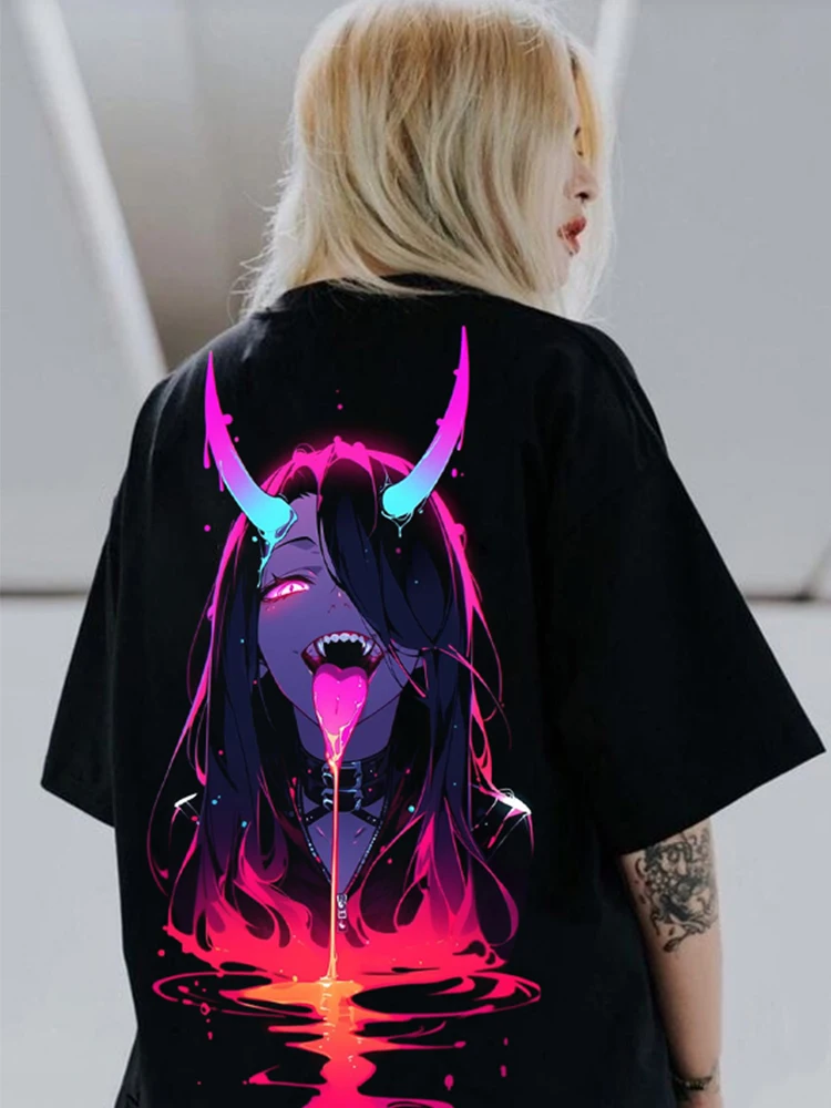 2024 Summer Fashion T-shirts Men Women Unisex Oversize Anime Character Japanese Style Streetwear Super Cool Couple T-shirts