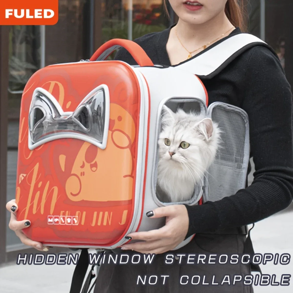 

Large Space Pet Backpack Carrier for Dogs And Cats Breathable Design Small Dog up to 15lbs Or Cat up to 8lbs Travel Comfort