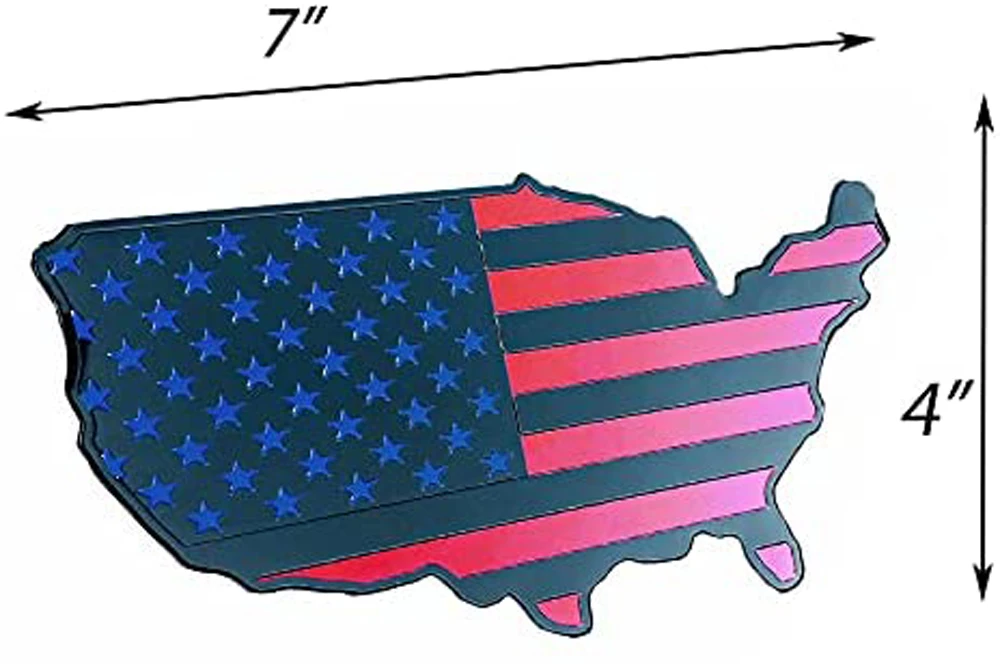 1Pcs USA Black Flag Map Auto Fender Emblem for Cars Trucks Laptop Wall (Black with Thin Blue Line, 7