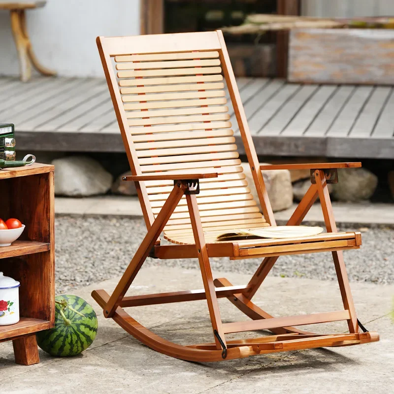 Foldable free chair patio stool rocking recliner folding summer lunch break bench balcony lazy leisure bench Durable