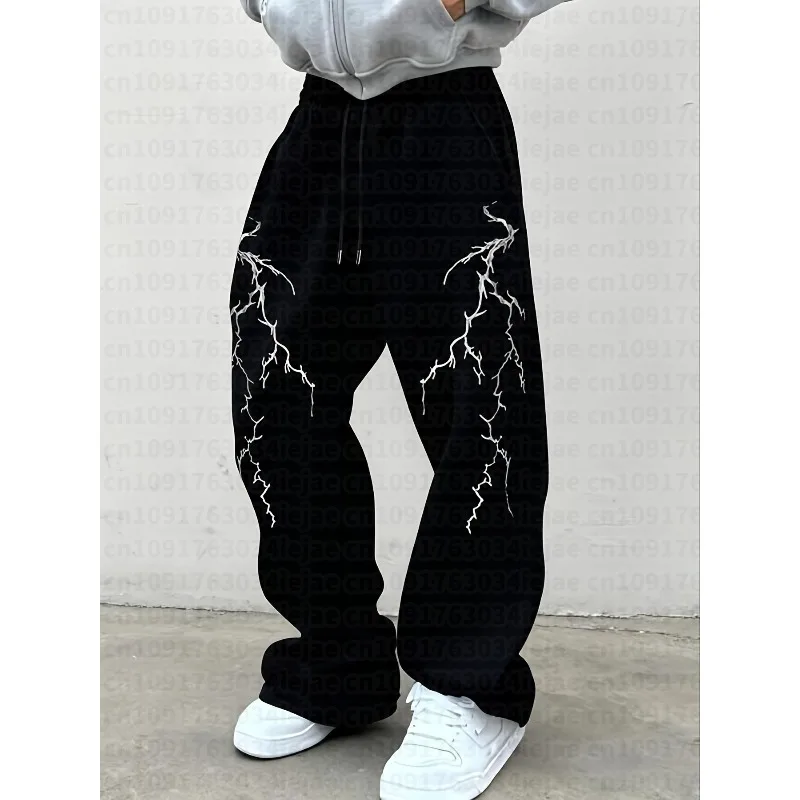 Men's Kid Versatile Lightning Print / Loose Casual Sports Pants / Spring And Autumn Outdoor Home Pants