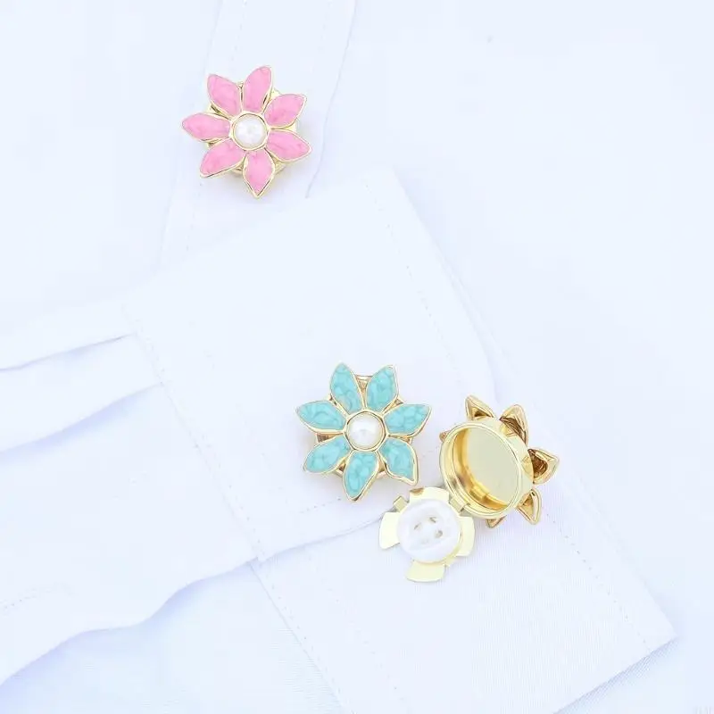 91AF Sophisticated Clip On Cufflink Button Cover Jewelry For Tuxedos And Suits